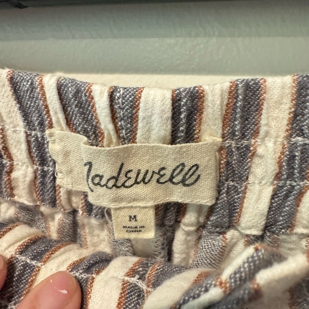 Madewell Linen Blend Striped Track Trousers Cropped Pants Women’s Size M - Picture 4 of 4